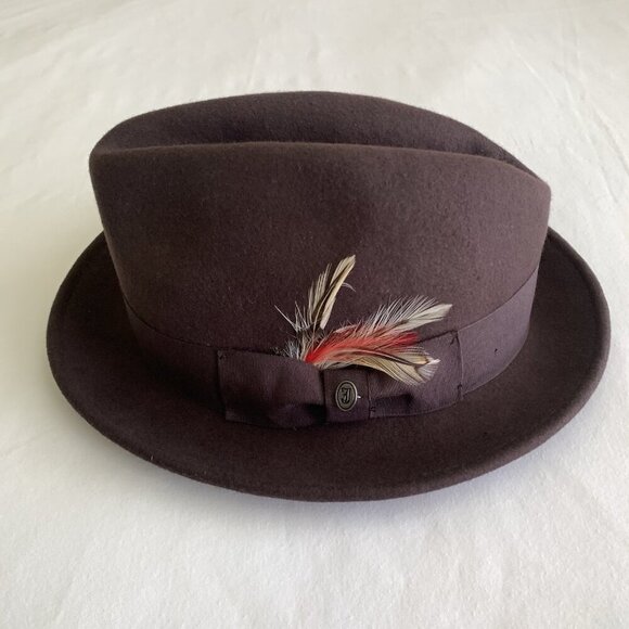 Jaxon Homburg Godfather Fedora Style Hat Men's 100% Wool Felt Dark Brown Large - Picture 8 of 16
